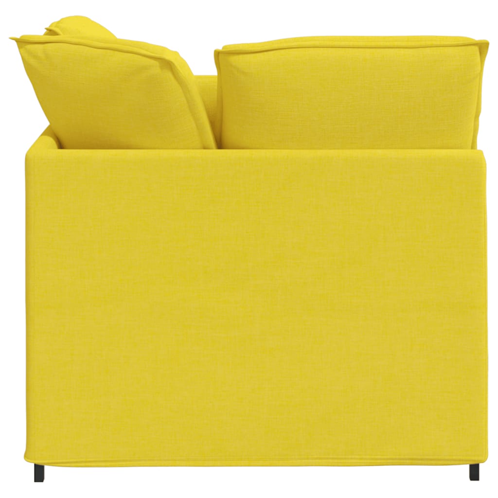Sofá modular com pufes e almofadas tecido amarelo-claro