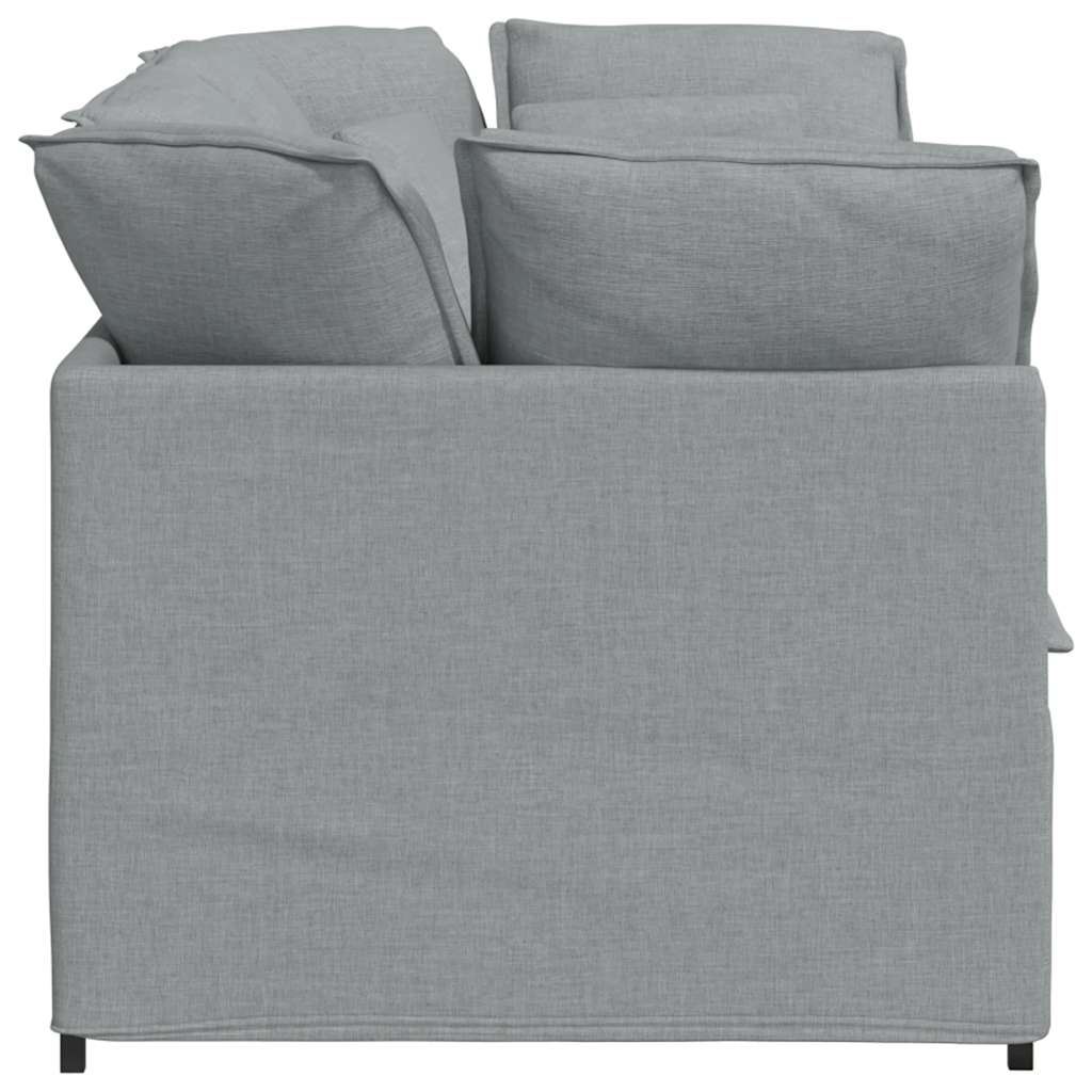 Sofá modular com almofadas tecido cinzento-claro