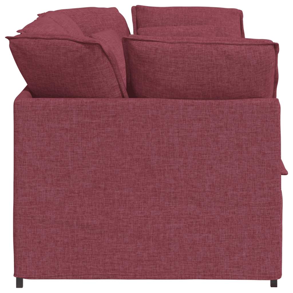 Sofá modular com almofadas tecido vermelho tinto