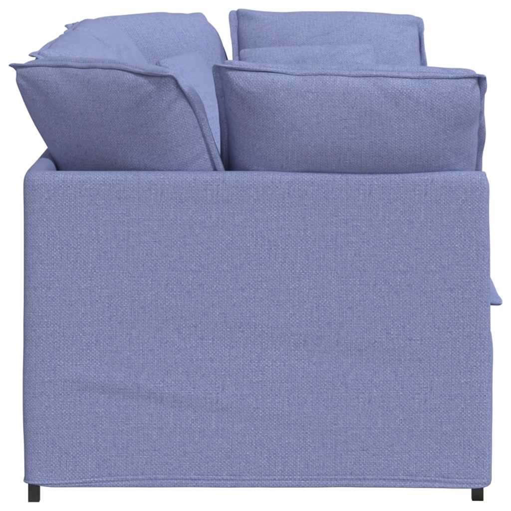 Sofá modular com almofadas tecido azul ganga