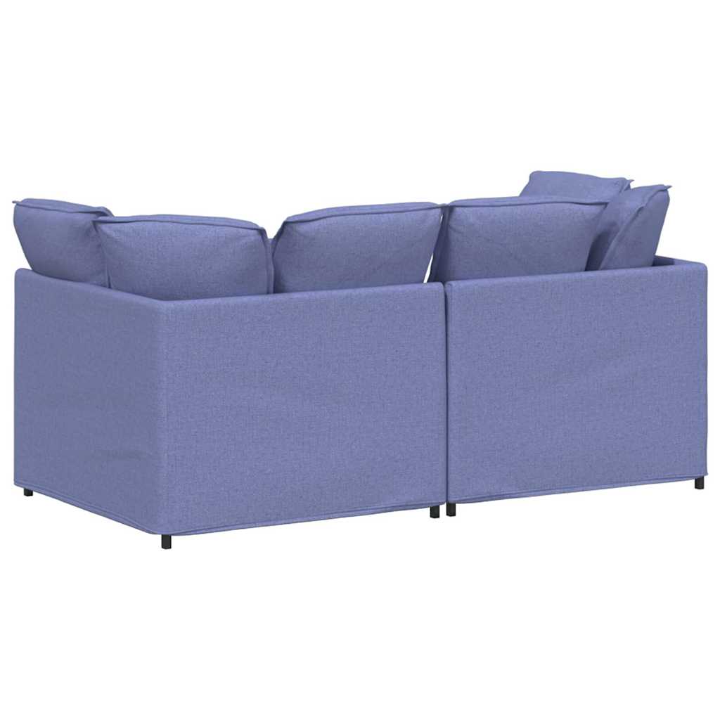 Sofá modular com almofadas tecido azul ganga