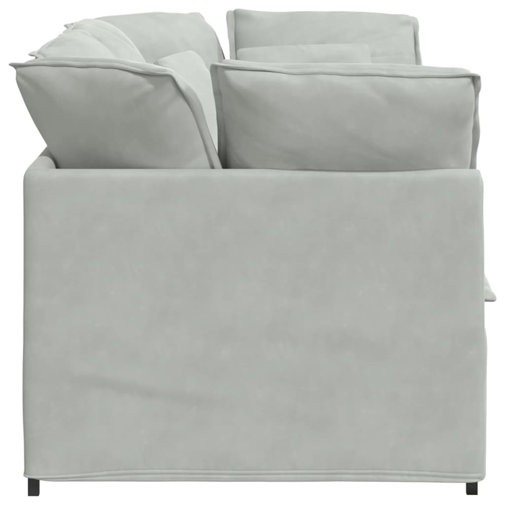 Sofá modular com almofadas veludo cinzento-claro