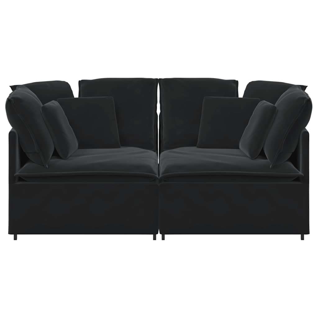 Sofá modular com almofadas veludo preto