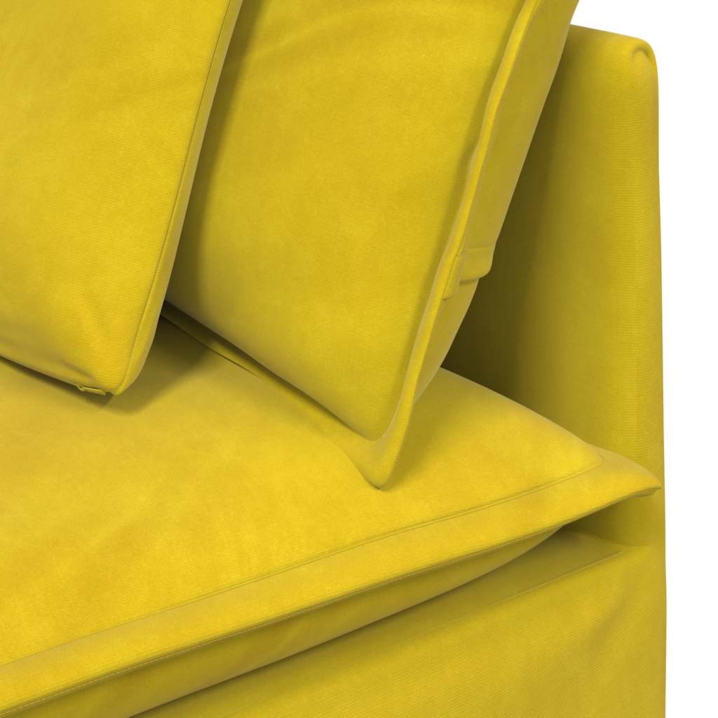 Sofá modular com almofadas veludo amarelo