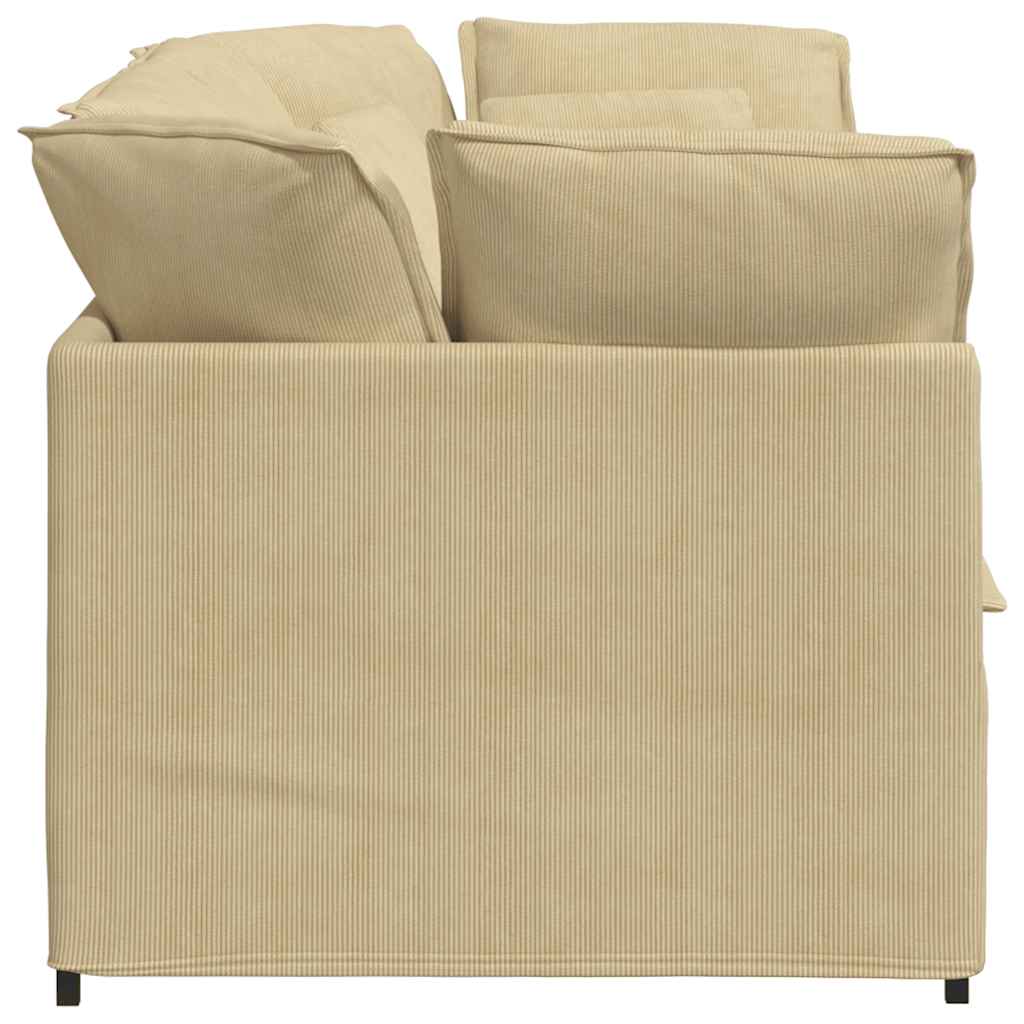 Sofá modular com almofadas tecido corduroy verde cinzento