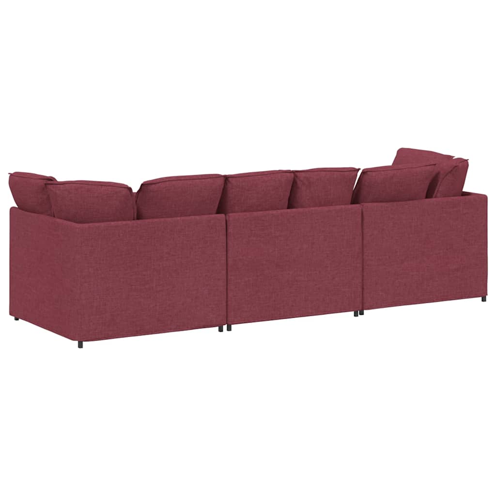Sofá modular com almofadas tecido vermelho tinto