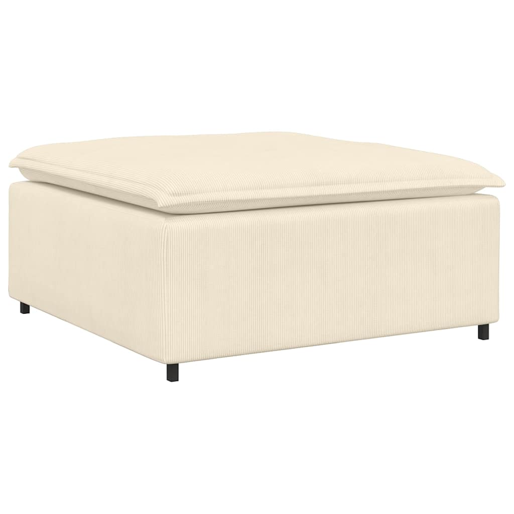 Sofá modular com pufes e almofadas tecido corduroy creme