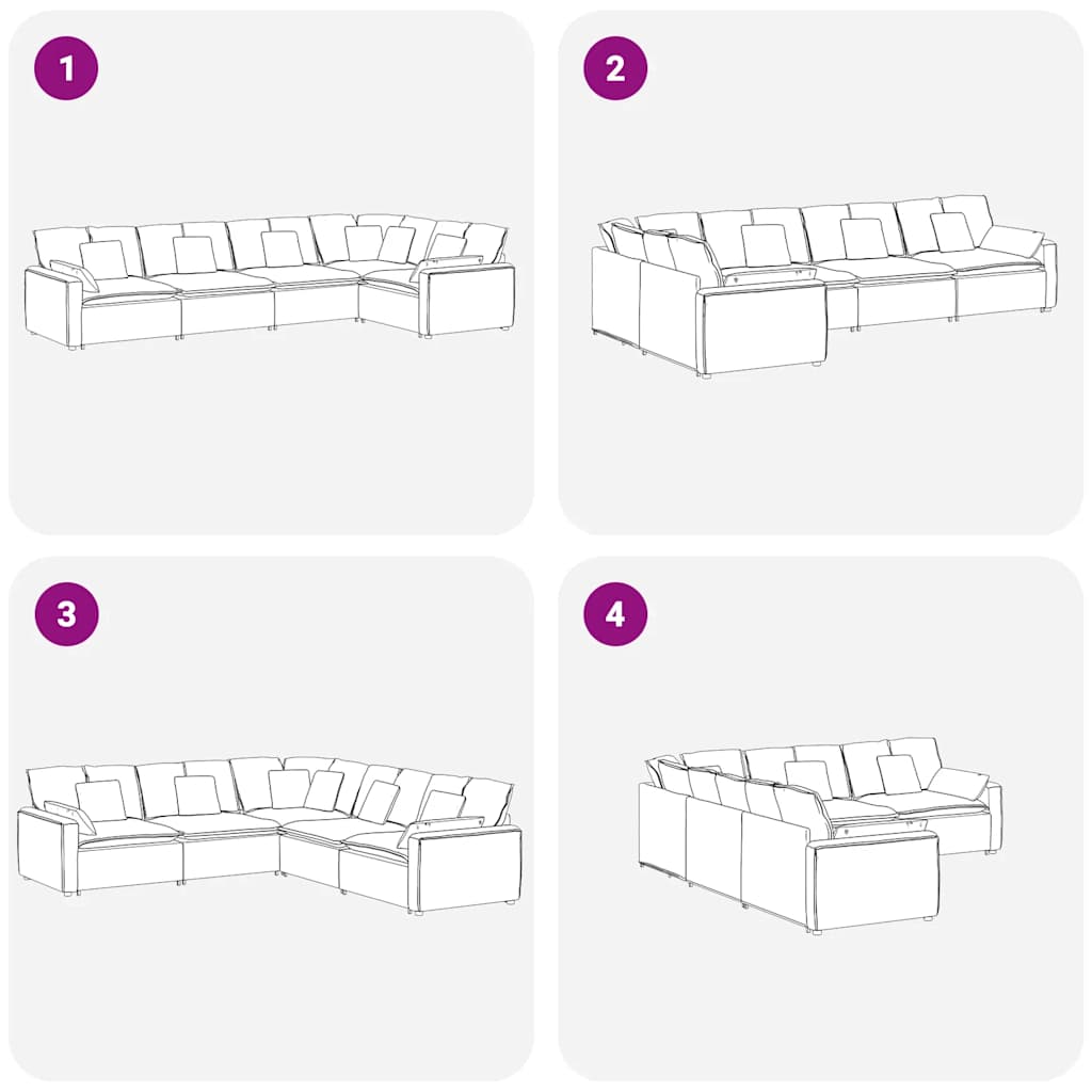 Sofá modular com almofadas veludo cinzento-claro