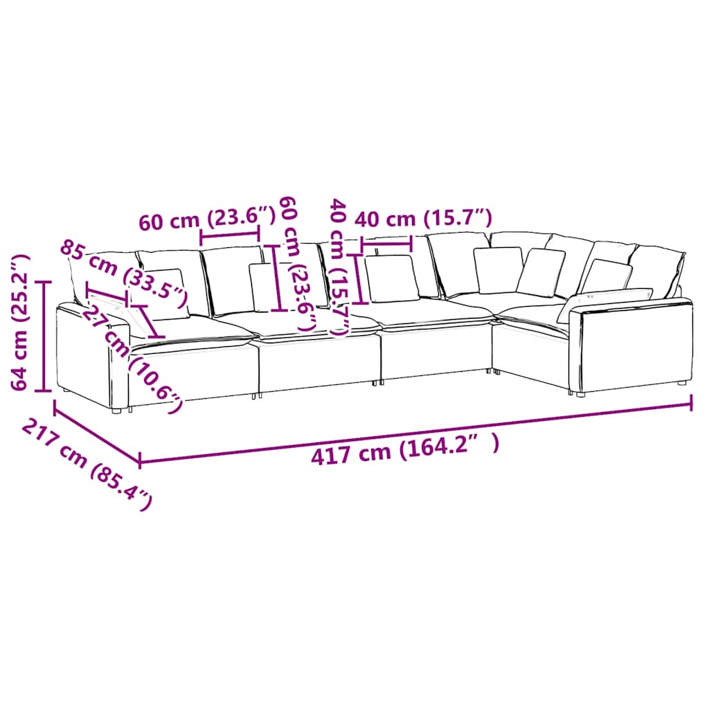 Sofá modular com almofadas veludo amarelo