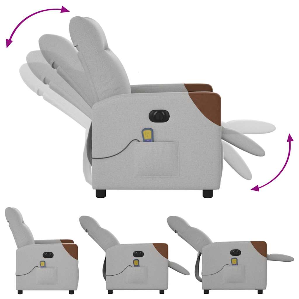 Poltrona massagens reclinável elétrica tecido cinzento-nublado