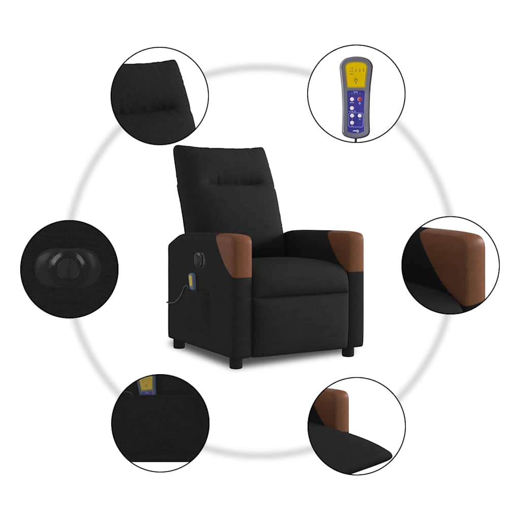Poltrona reclinável de massagens elétrica tecido preto