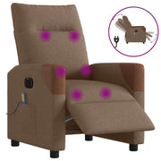 Poltrona de massagens reclinável elétrica tecido castanho