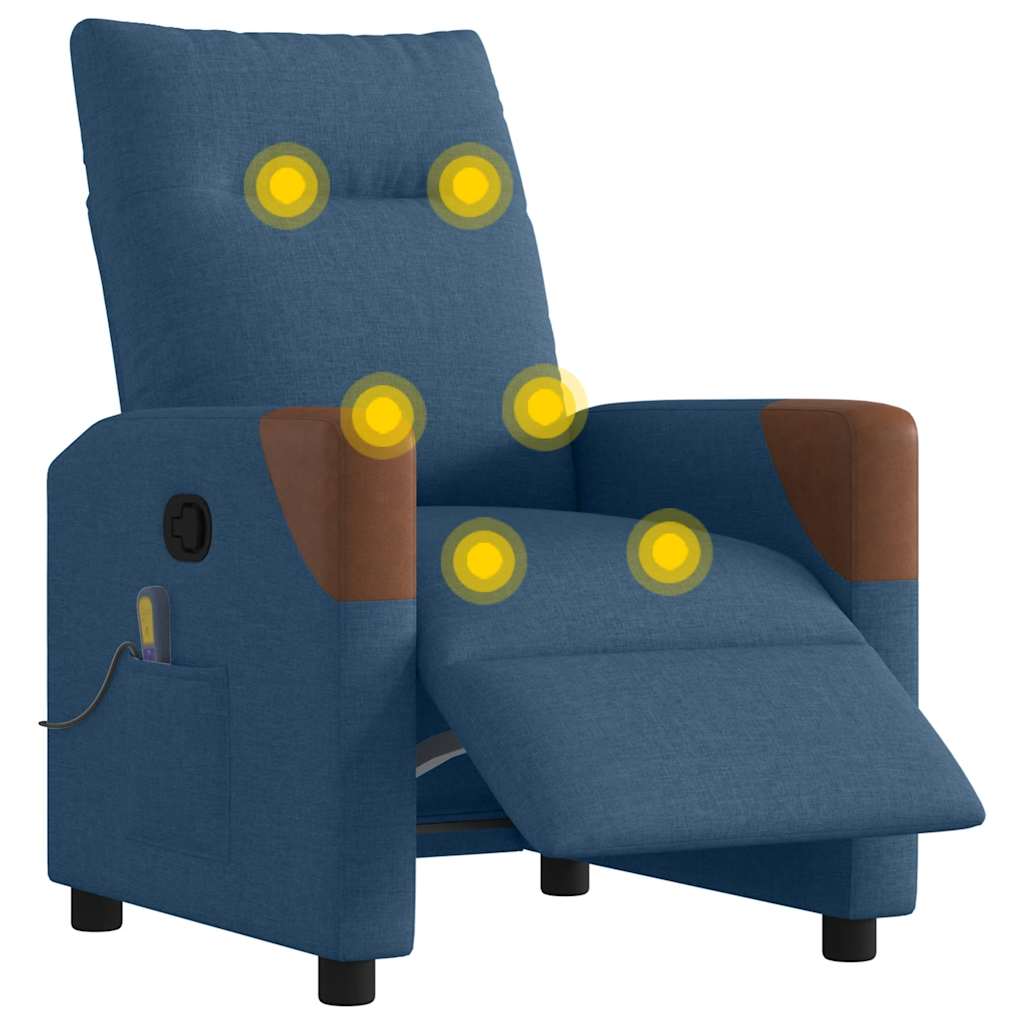 Poltrona de massagens reclinável elétrica tecido azul