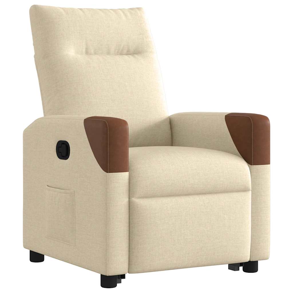 Poltrona reclinável elevatória tecido cor creme