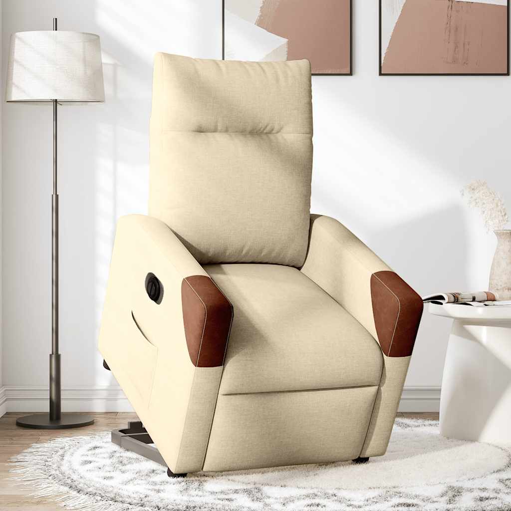 Poltrona reclinável elevatória elétrica tecido cor creme
