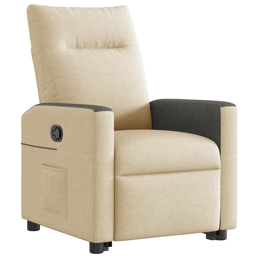 Poltrona reclinável elevatória tecido cor creme