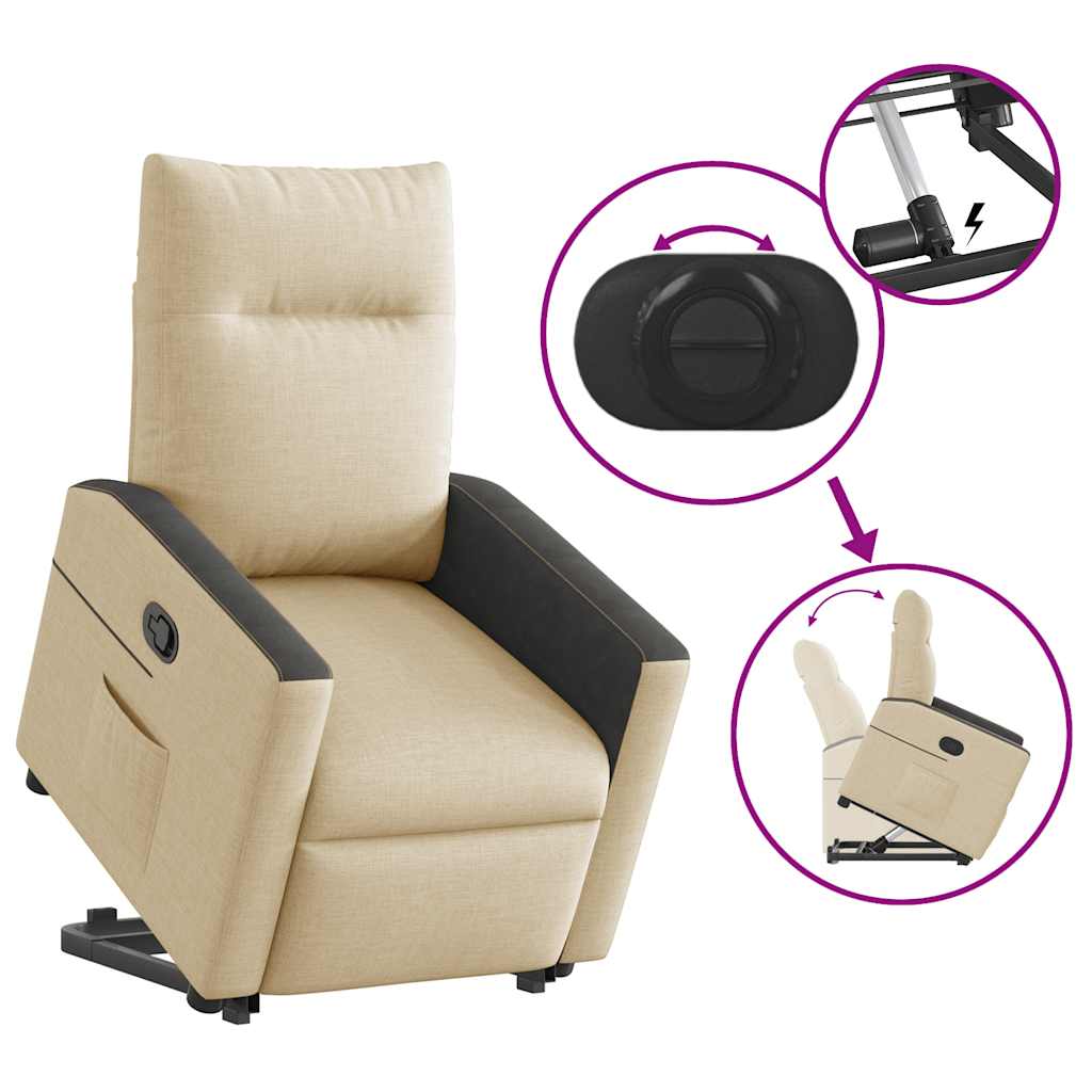 Poltrona reclinável elevatória tecido cor creme