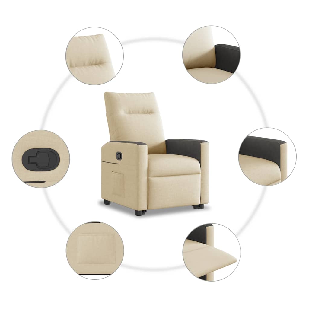 Poltrona reclinável elevatória tecido cor creme