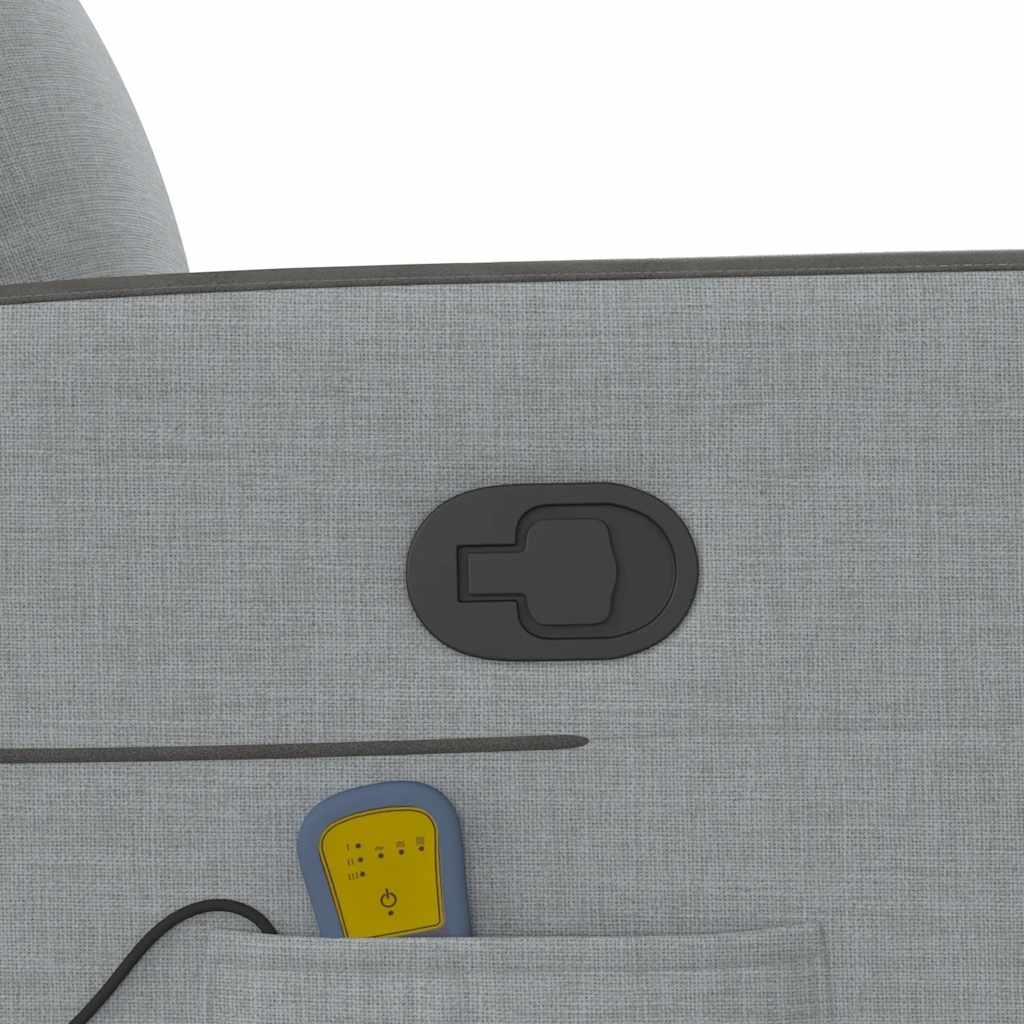 Poltrona reclinável massagens tecido cinzento-claro