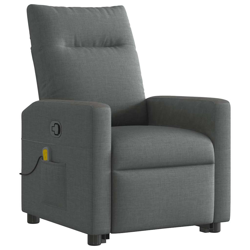 Poltrona elevatória de massagens tecido cinzento-escuro