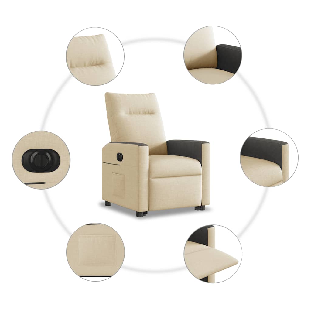 Poltrona reclinável elevatória elétrica tecido cor creme