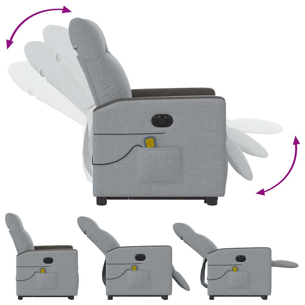 Poltrona elétrica reclinável massagens tecido cinzento-claro