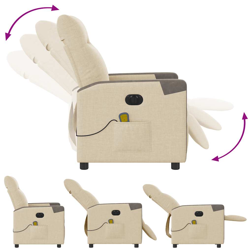 Poltrona de massagens reclinável elétrica tecido creme