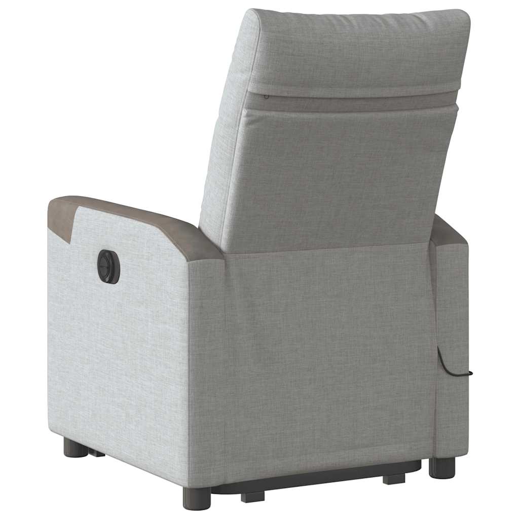 Poltrona elétrica elevatória massagens tecido cinzento-nublado