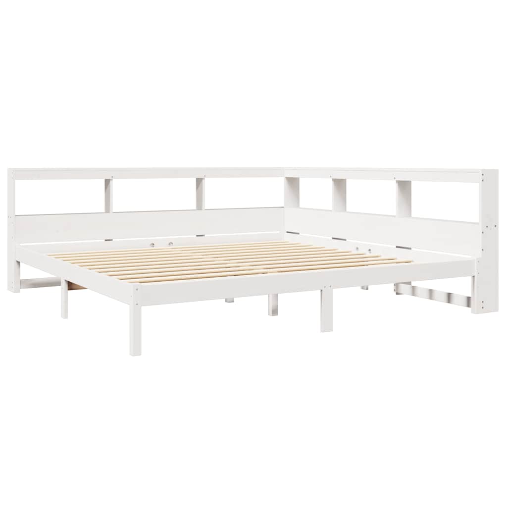 Cama com estante sem colchão 200x200 cm pinho maciço branco
