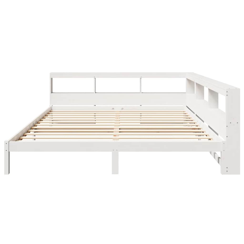 Cama com estante sem colchão 200x200 cm pinho maciço branco