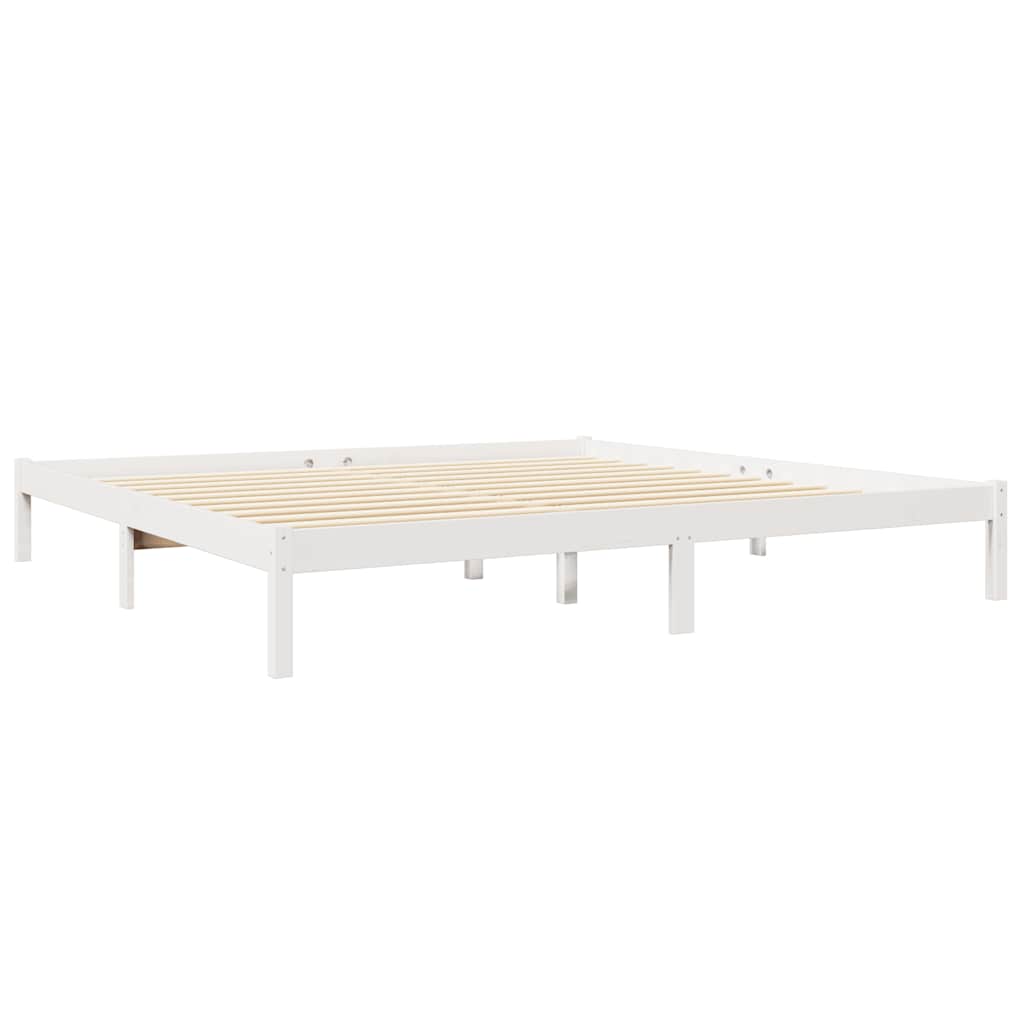 Cama com estante sem colchão 200x200 cm pinho maciço branco