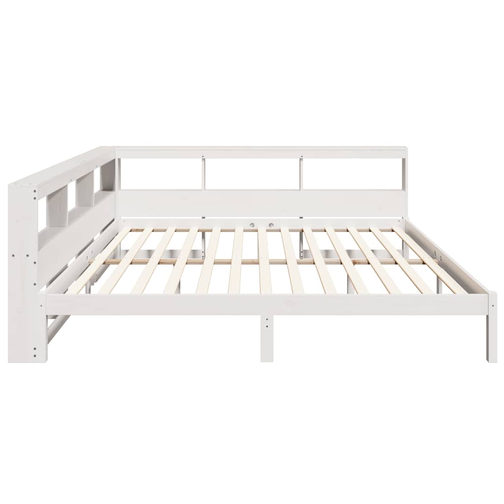 Cama com estante sem colchão 200x200 cm pinho maciço branco