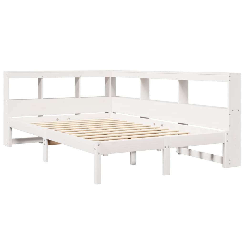 Cama com estante sem colchão 120x190 cm pinho maciço branco