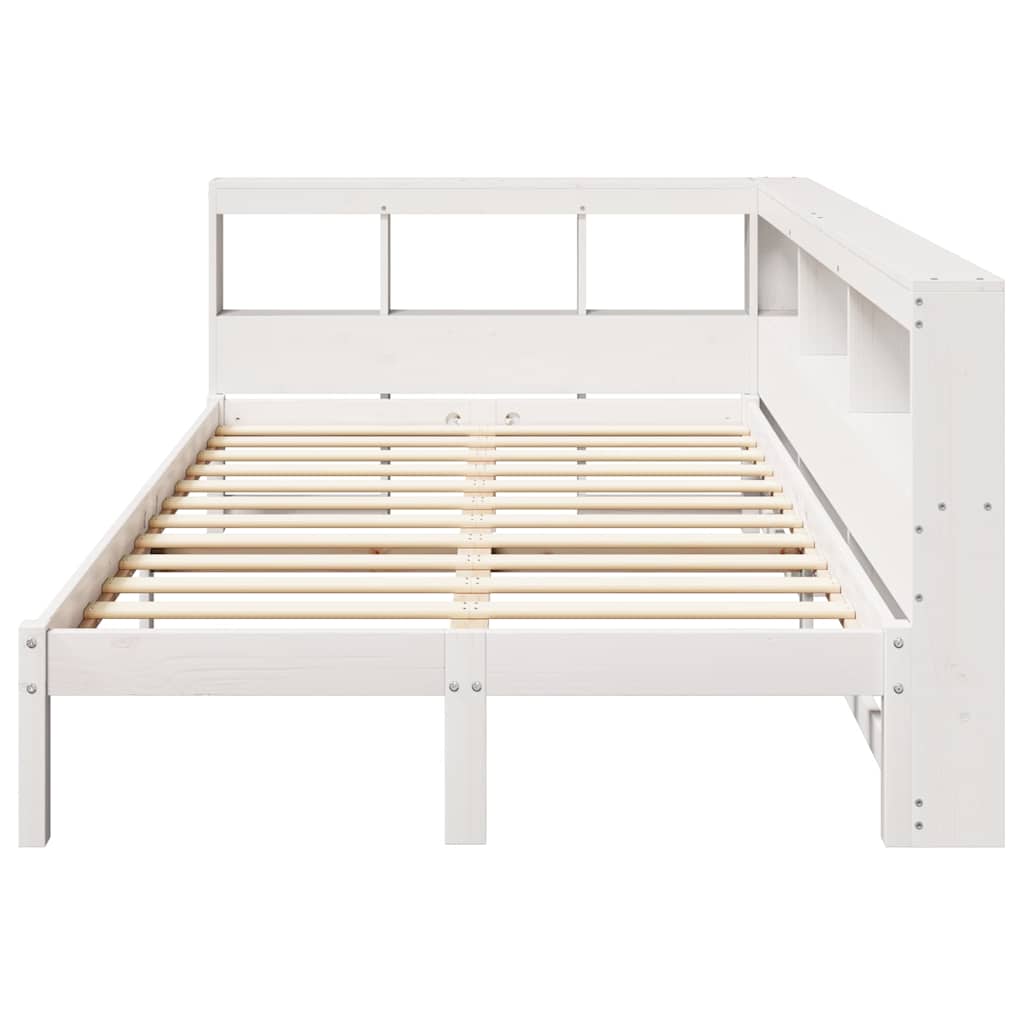 Cama com estante sem colchão 120x190 cm pinho maciço branco