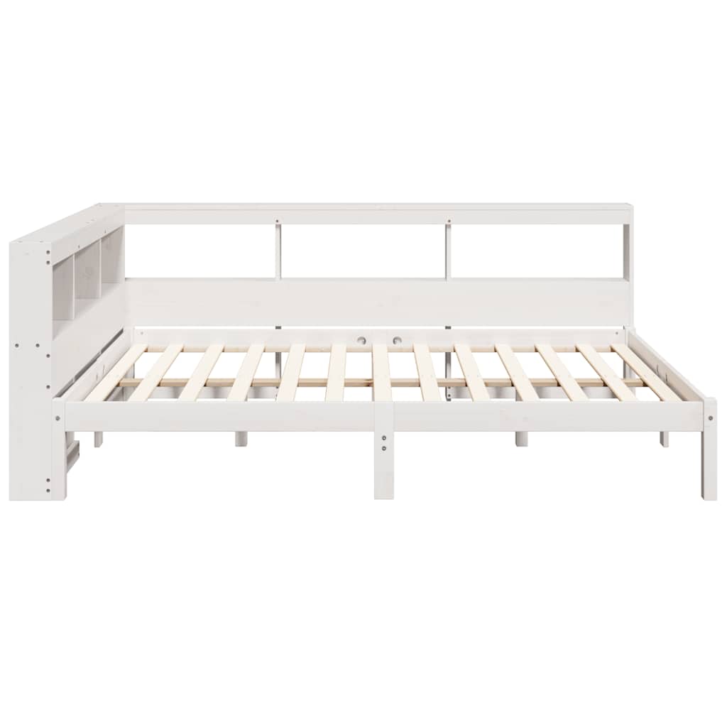 Cama com estante sem colchão 120x190 cm pinho maciço branco