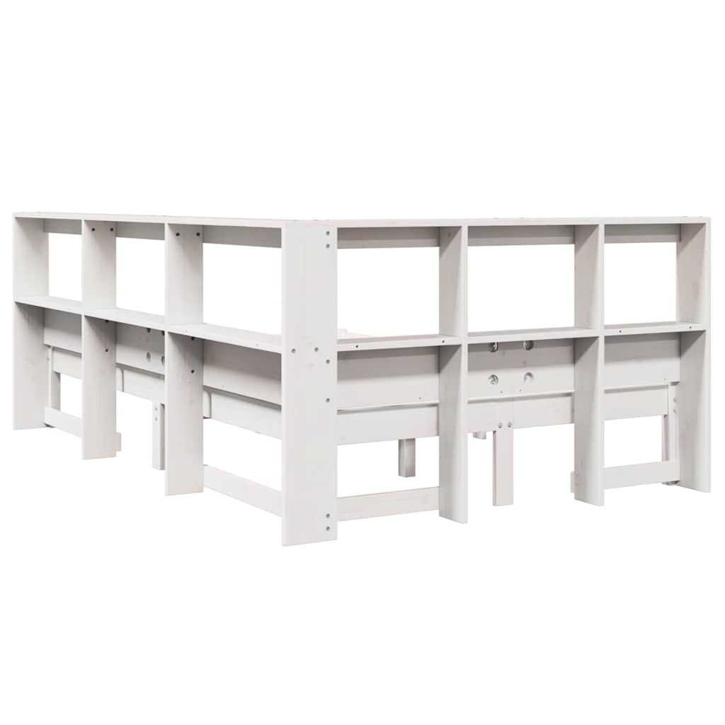 Cama com estante sem colchão 120x190 cm pinho maciço branco