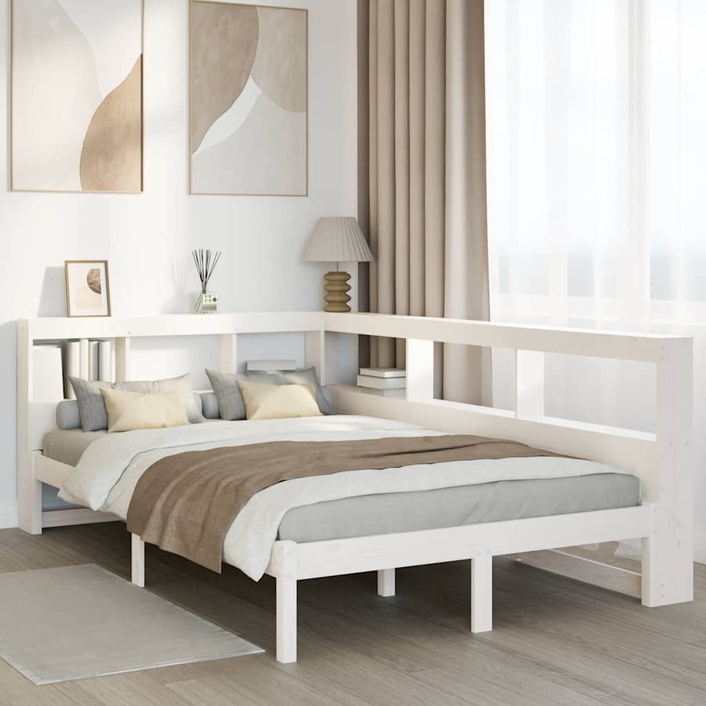 Cama com estante sem colchão 120x190 cm pinho maciço branco