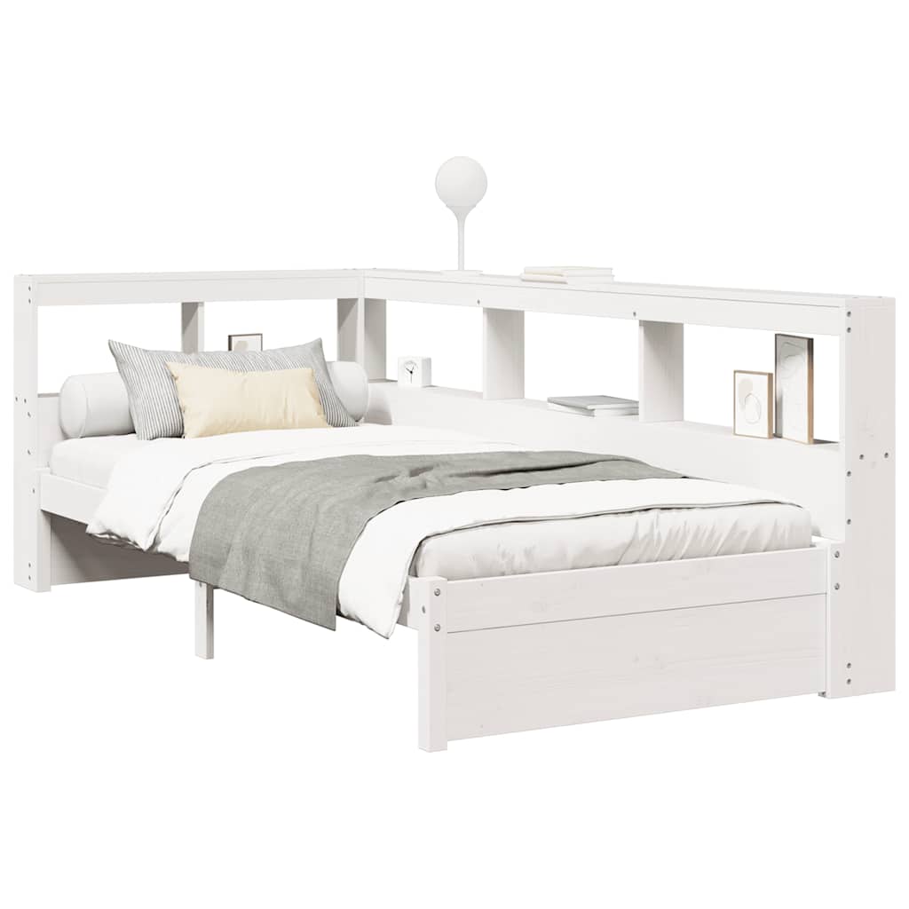 Cama com estante sem colchão 100x200 cm pinho maciço branco