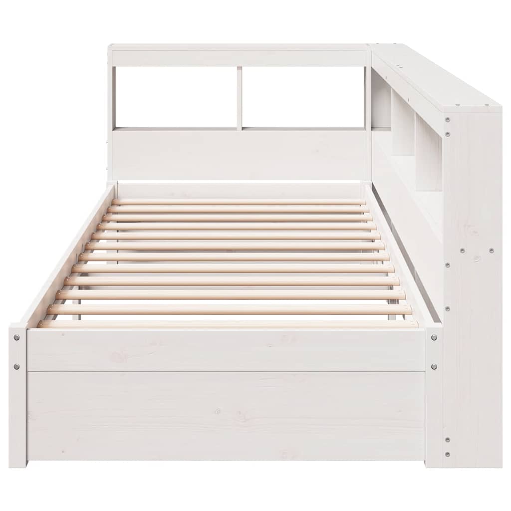 Cama com estante sem colchão 100x200 cm pinho maciço branco