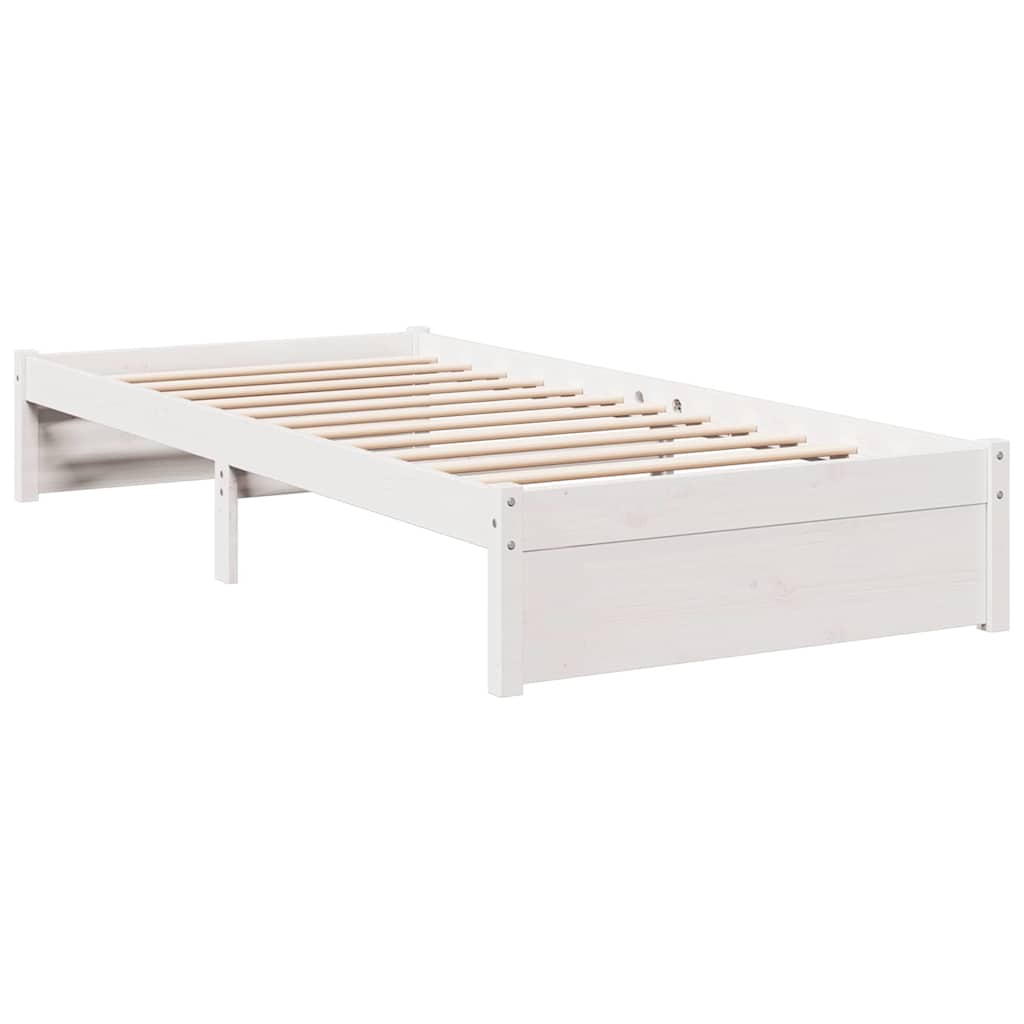 Cama com estante sem colchão 100x200 cm pinho maciço branco