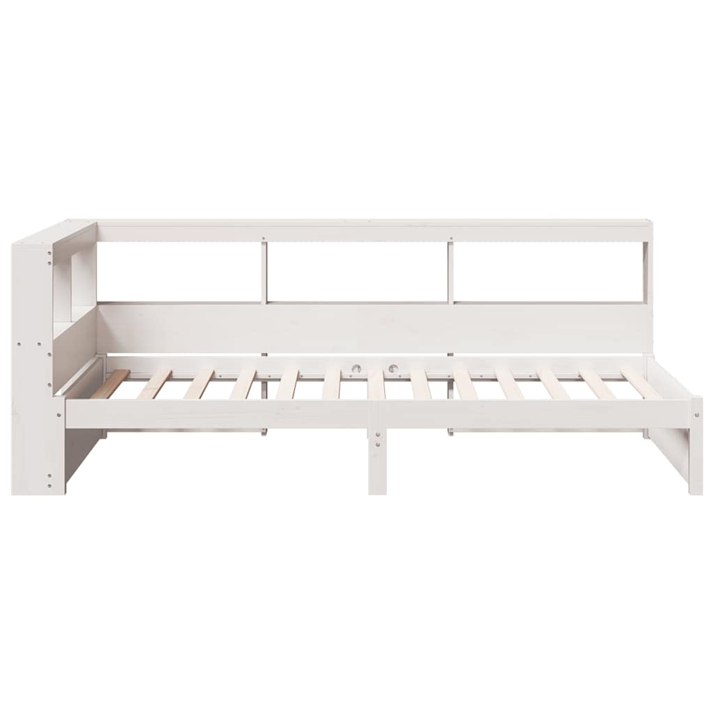 Cama com estante sem colchão 100x200 cm pinho maciço branco