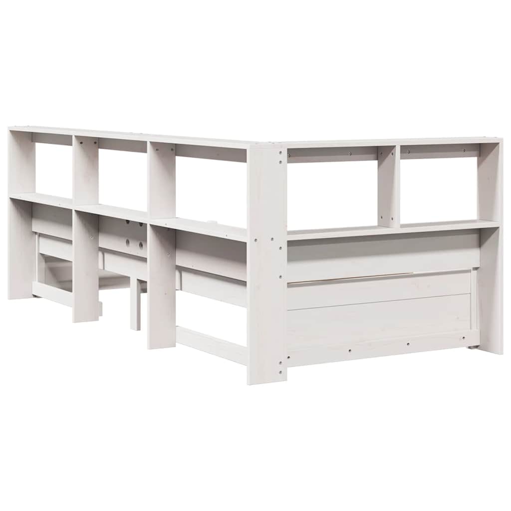 Cama com estante sem colchão 100x200 cm pinho maciço branco