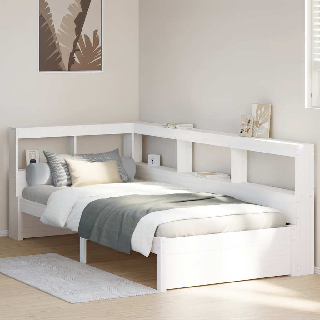 Cama com estante sem colchão 100x200 cm pinho maciço branco