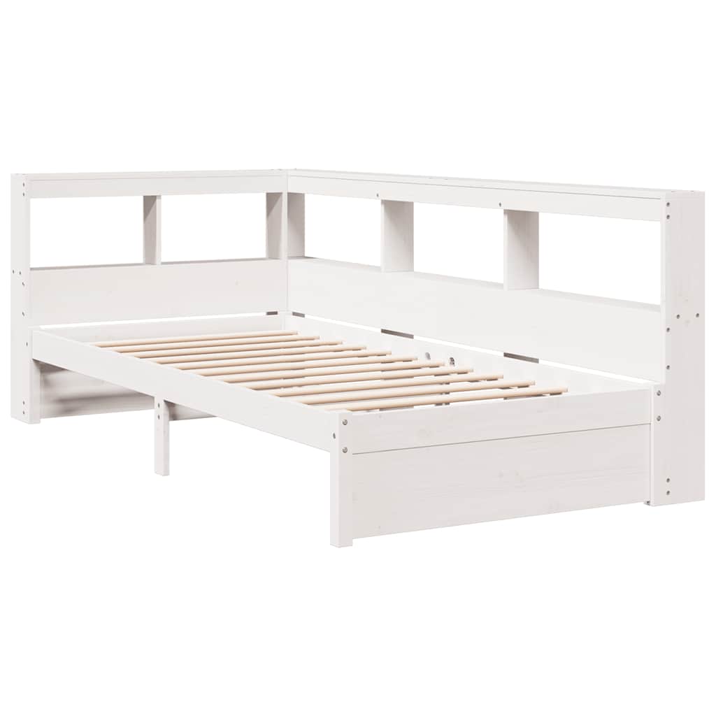 Cama com estante sem colchão 90x200 cm pinho maciço branco