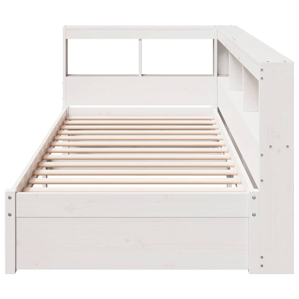 Cama com estante sem colchão 90x200 cm pinho maciço branco