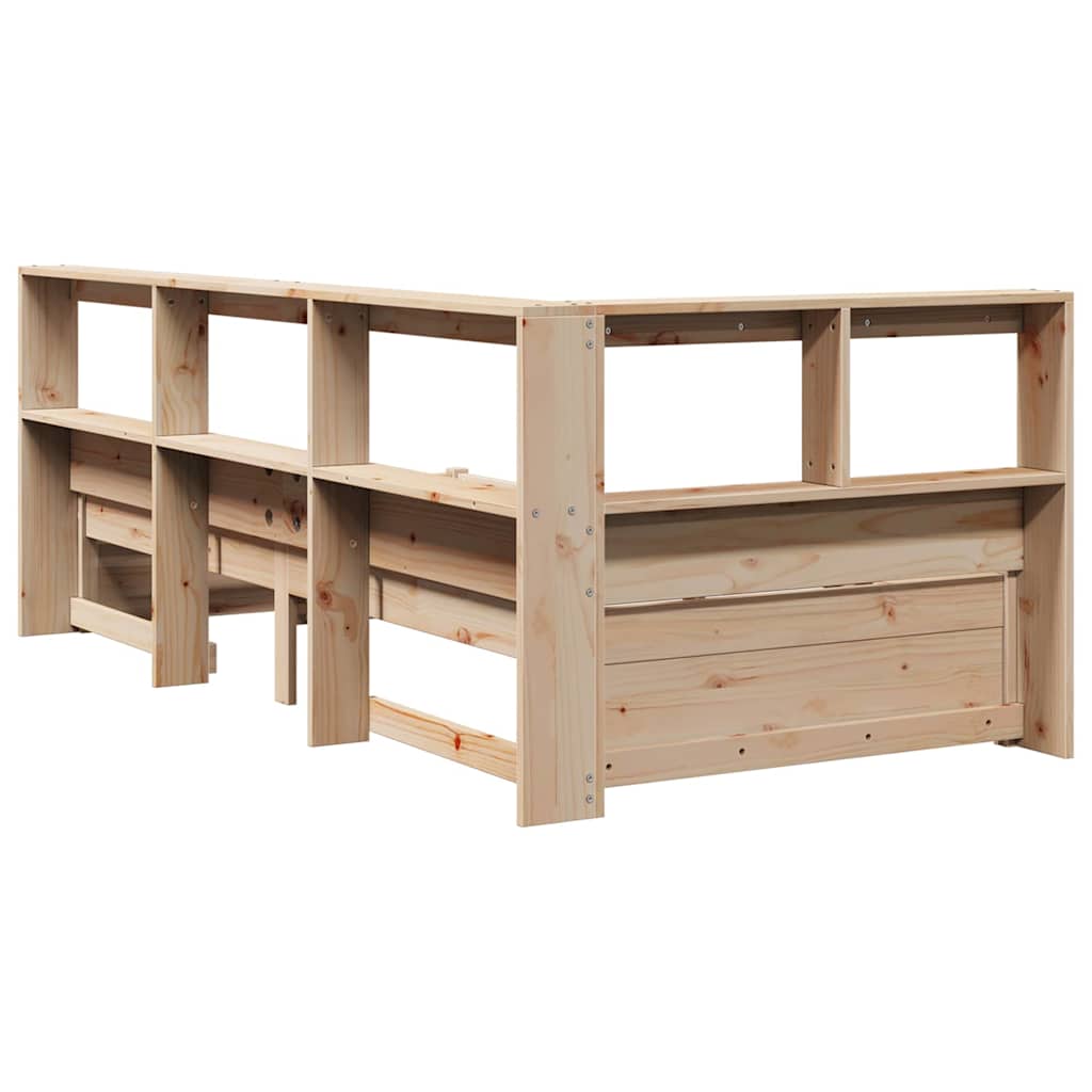 Cama com estante sem colchão 90x190 cm pinho maciço
