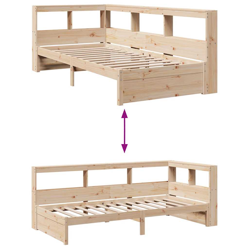Cama com estante sem colchão 90x190 cm pinho maciço