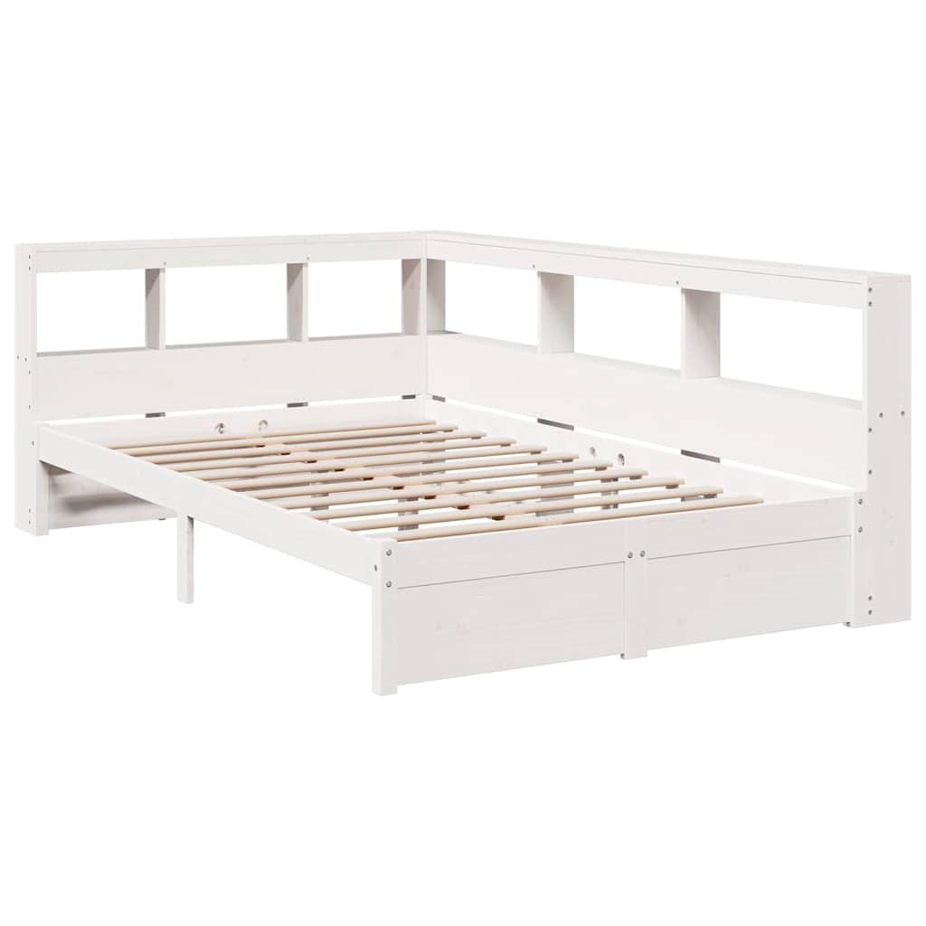 Cama com estante sem colchão 90x190 cm pinho maciço branco