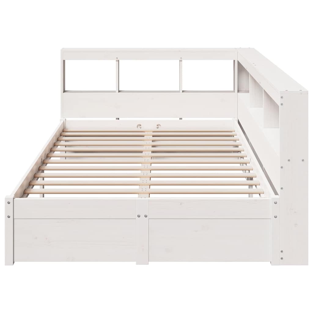 Cama com estante sem colchão 90x190 cm pinho maciço branco
