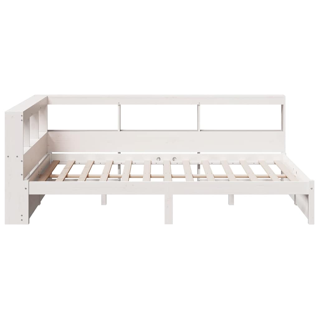 Cama com estante sem colchão 90x190 cm pinho maciço branco